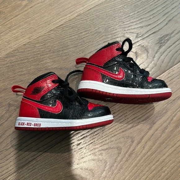 Jordan Shoes Nike Air Jordan Mid Shoes Black Red Bred Toddler